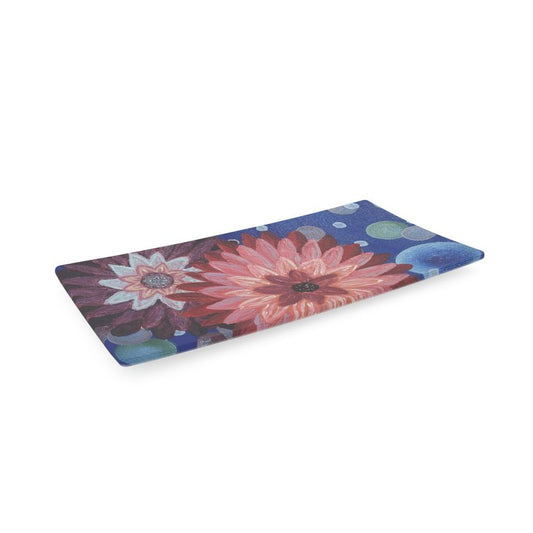 Bone China Tray with Bold Dahlias